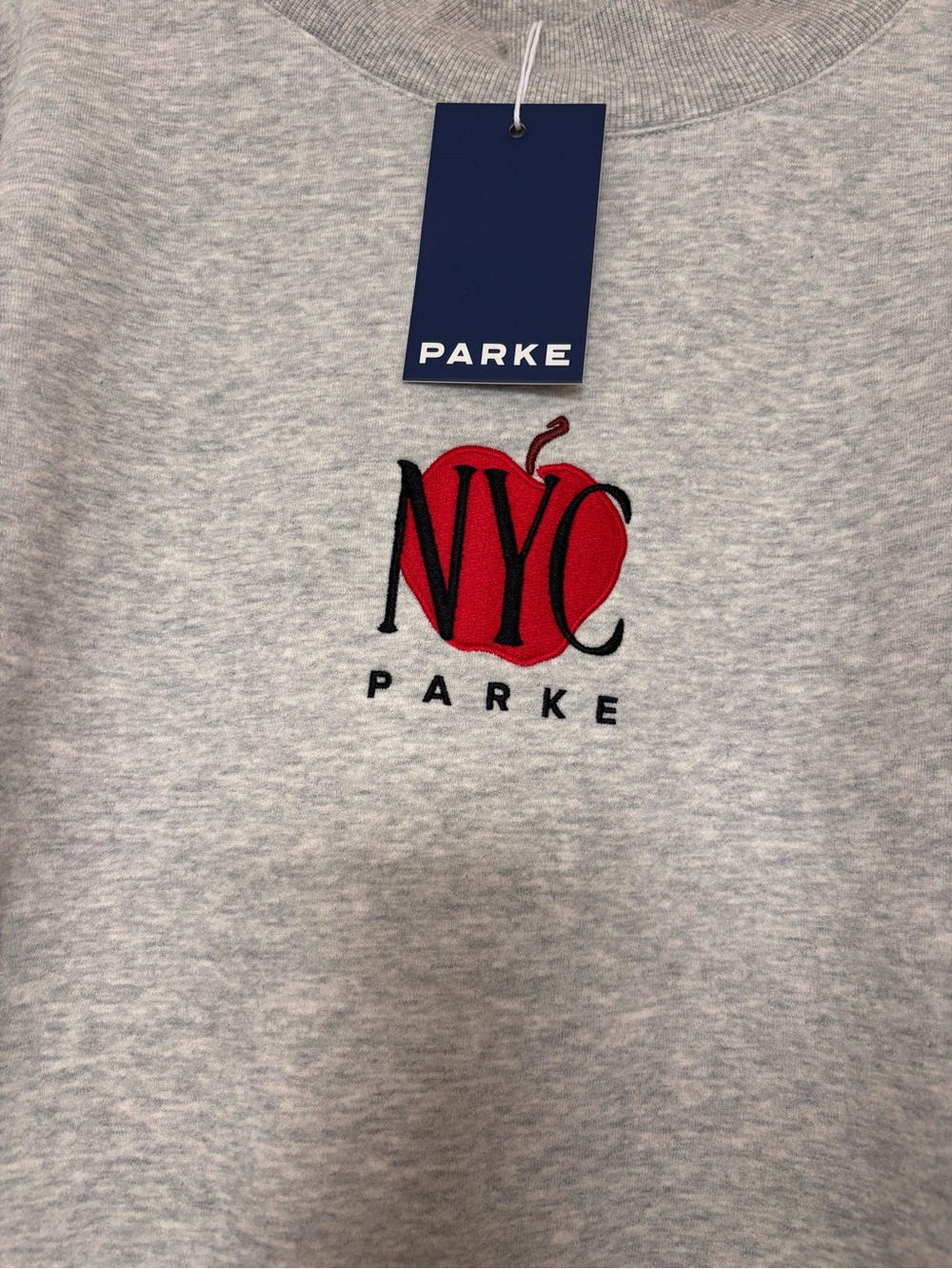 Parke NYC Pop Up Gray Big Apple NYC Mockneck Sweatshirt S/M NEW 2026 - Picture 3 of 5